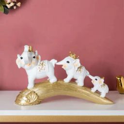 Nestasia Intricate Textured Magnificent Family Of Elephants Resin Showpiece With Anti Skid Base-image-2