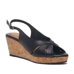 Eridani Women Mysha Black Back Strap Wedges-image-96