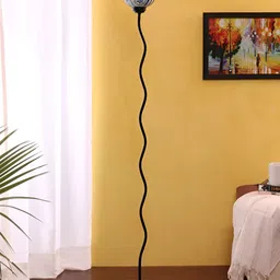 Devansh White & Blue Textured Zig Zag Floor Lamp-15