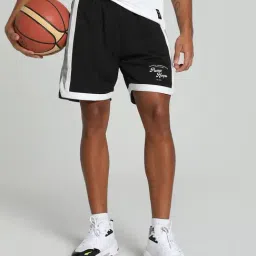 Puma Showtime Basketball Black Regular Fit Colour Block Sports Shorts-image-22