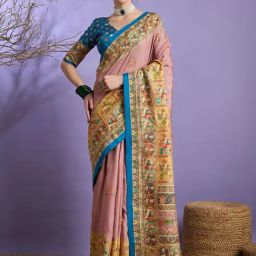 Saree Mall Mauve Silk Embellished Saree with Blouse Piece-picture-39