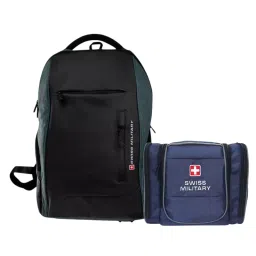 SWISS MILITARY Laptop Backpack & Toiletry Bag Combo 28 L Multicolor Polyester, LBP89_TB3-image-93