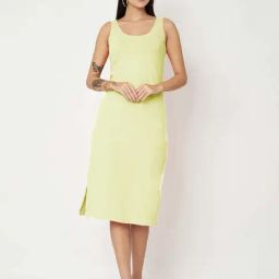 Brinns Yellow Cotton Regular Fit Dress-image-18