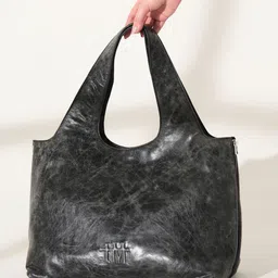 the Misnomer Unisex Textured Leather Oversized Tote Bag-36