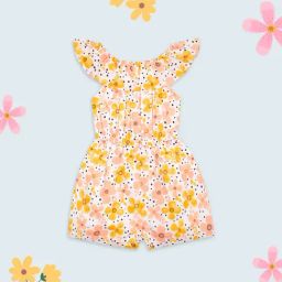 Budding Bees Kids Yellow Floral Print Jumpsuit-image-28