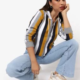 Campus Sutra Multicolor Cotton Striped Hoodie-picture-34
