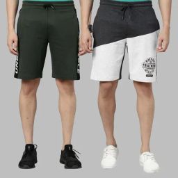 3Pin Multicolor Cotton Regular Fit Color Block Shorts - Pack of 2-16