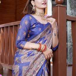 K 5 Fashion Ethnic Motif Printed Pure Crepe Saree-image-35