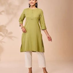 Daali Green Cotton Regular Fit Kurta-picture-12