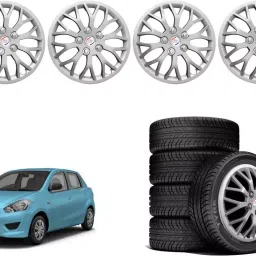 Auto Pearl ViS10 R1333.02 cm (13 Inch) Press Type Wheel Hubcap with Retention Ring Glossy Silver Wheel Cover for Datsun Datsun GO D Petrol (Set of 4)-image-53