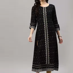 IKRASS Women Geometric Printed Sequinned Anarkali Kurta-4