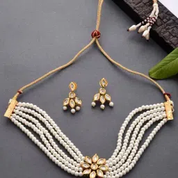 Fida Handmade Bridal Ethnic White Jewellery Set-image-67