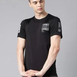 ALCIS Black Printed Anti-Static Drytech+ Slim Fit Training T-Shirt-image-35