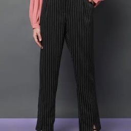 Vero Moda Black & White Striped High Rise Pants-image-25