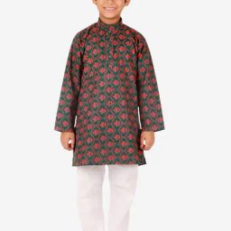 Pro-Ethic Style Developer Kids Teal & White Printed Full Sleeves Kurta with Pyjamas-48