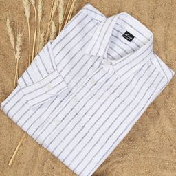 Hoop Boys Cutaway Collar Striped Cotton Slim Fit Casual Shirt-image-99