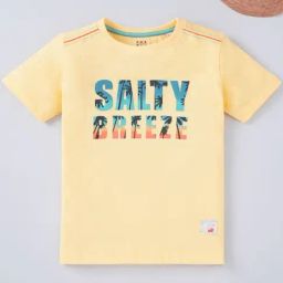 Ed-a-Mamma Kids Yellow Cotton Printed T-Shirt-image-66