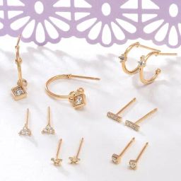 Z by Accessorize London Golden Stud & Hoop Earrings - Set of 6-14