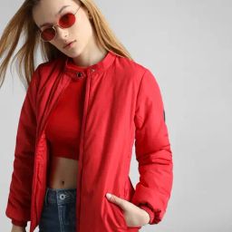 Only Red Relaxed Fit Bomber Jacket-34