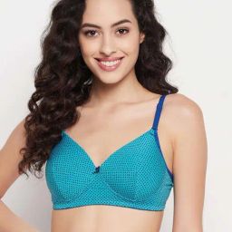 Clovia Blue Printed T-Shirt Bra-image-75