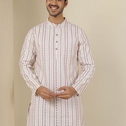 Anouk Rustic Striped Mandarin Collar Cotton Straight Kurta-image-47