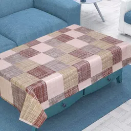LooMantha Brown Geometric Printed Waterproof Plastic 4-Seater Table Cover-19