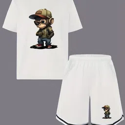 YK Girls Printed Round Neck T-shirt With Shorts-image-73