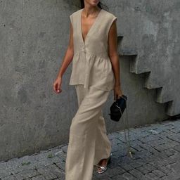 MIAKEE Sleeveless Top & Palazzos Co-Ord Set-image-95