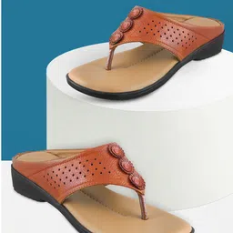 HUNYZA FOOTWEAR Women T-Strap Flats with Laser Cuts-picture-45