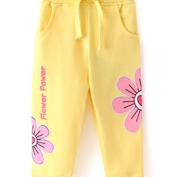 Babyhug Cotton Looper Full Length Lounge and Track Pants Floral Patch - Yellow-image-84
