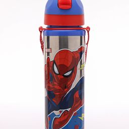 Spider Man Steel Water Bottle With Pop-up Straw Red & Blue -650 ml-image-82