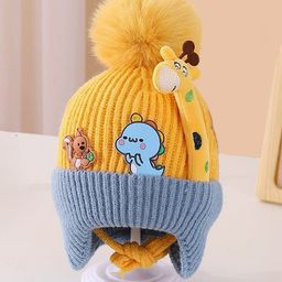 SYGA Wool Knitted Cap with Pom Pom Warm Ear Protection - Orange-image-42