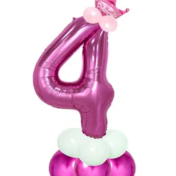 Decor Mantra Number 4 foil balloon 32 inch for birthday decoration items - Pink - Pack of 13-picture-32