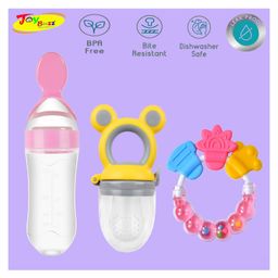 Joy Buzz Baby Food Feeder Nibbler & Rattle Teether Combo - Multicolor-15