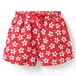 Pine Kids Looper Knit Mid Thigh Shorts With Floral Print - Red-picture-35