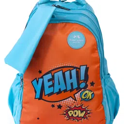 Faber Castell School Backpack with Text Print Sky Blue & Orange - Height 16 Inches-picture-7