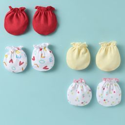Ben Benny Interlock Knit Mittens With Alphabets & Polka Dots Print Pack Of 4 - Multicolour-19