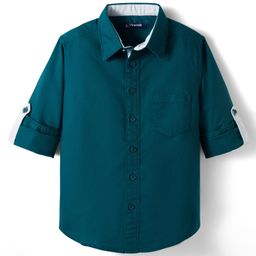 Pine Kids Cotton Woven Full Sleeves Solid Shirt - Teal Blue-picture-39