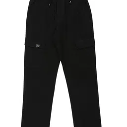 CAVIO Cotton Woven Solid Cargo Pants - Black-picture-19