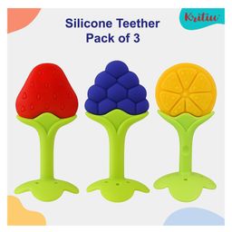 Kritiu Silicone Fruit Shape Stand Teethers (Pack of 3 Pc)-10