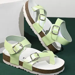 Briskers Solid Buckle Clip Closure Sandals - Light Green-picture-3