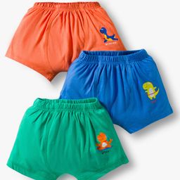 BUMZEE Cotton Trunks with Dino Print Pack of 3 - Orange Blue & Green-picture-17