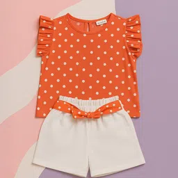 Purple United Kids Girls Printed Top with Shorts-image-83