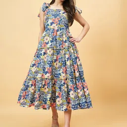 Azira Floral Print Fit & Flare Midi Dress-image-64