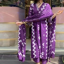 Anni Designer Bandhani Printed V-Neck Anarkali Kurta with Palazzos & Dupatta-image-22