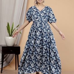 KALINI Floral Printed V-Neck Maternity Maxi Dress-image-46