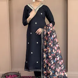 SHOPONBIT Women Embroidered Kurti with Trousers & With Dupatta-picture-10