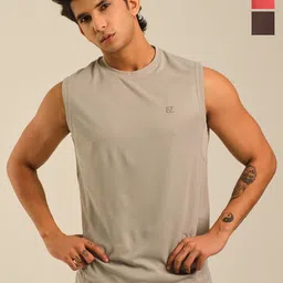EAZY Pack Of 3 Round Neck Tank Innerwear Vests-picture-36