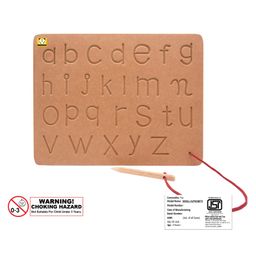Mindmaker Alphabet Wooden Tracing Boards Uppercase Lowercase & Numbers Wooden Montessori Learning Skills Practice - Brown image 5