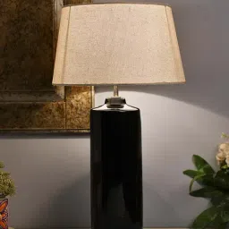 Homesake Black Ceramic Table Lamp with Drum Shade (Bulb Included) - Set of 1-25